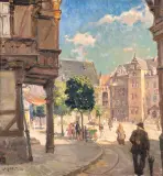 Walter Gemm, PLAC W HALBERSTADT, 1926, olej, płótno