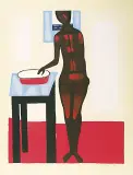 Akt z miednicą by Jerzy Nowosielski, 1999, serigrafia barwna, papier, sold Nov 2006
