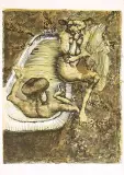 Kąpiąca się i satyr by Jan Lebensztejn, litografia barwna, papier, sold Nov 2006