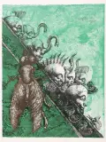 Kompozycja z żukiem i fantastycznymi stworami by Jan Lebensztejn, litografia barwna, papier, sold Nov 2006