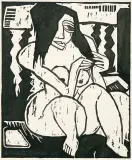 Adam Podhorecki, Akt (w stylu niemieckich ekspresjonistów), 1970, tusz, pędzel, papier