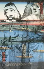 Andrzej Urbanowicz, Kompozycja z dwiema kobietami, 1997, serigrafia barwna, papier