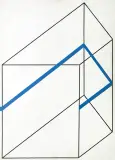Edward Krasiński, INTERWENCJA 27, 1975, olej, scotch niebieski, płyta pilśniowa