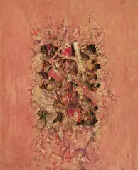 RÓŻOWE ZAŁĘBIENIE by Aleksander Kobzdej, 1967, olej, płótno, technika mieszana, sold Nov 2006