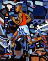 Lech Okołów, MARATOŃCZYK, 1991, olej, płótno