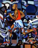 Lech Okołów, MARATOŃCZYK, 1991, olej, płótno