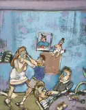 Paweł Lasik, SCENA W ATENACH, 1992, olej, płótno