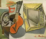 Lech Kunka, MARTWA NATURA Z GITARĄ, ok. 1955, olej, płótno