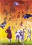 Marian Nowiński, TOWARZYSZE ŚWIĘTEGO FRANCISZKA, 2001, akryl, papier