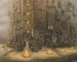NEW AGE MANHATTAN by Jacek Yerka, 2004, pastel, papier, offered Nov 2006