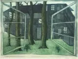 Andrzej Tadeusz Kotkowski, Świder koło Warszawy – widok z okna, 1998, akwaforta, akwatinta barwna, papier,