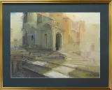 Widok architektury barokowej by Autor nierozpoznany, pastel, papier kremowy, sold Oct 2006