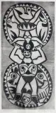 Leopold Lewicki, Akrobaci, 1969, akwaforta, sucha igła, papier kremowy