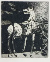 Rodzaj koński by Stanisław Wejman, 1981, akwaforta, akwatinta, papier, sold Oct 2006