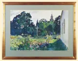 OGRÓDEK PRZY PLEBANII by Julian Fałat, 1913, akwarela, karton, sold Oct 2006