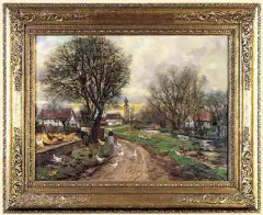 Otto Schulz-Strathmann, DROGA DO WIOSKI, olej, płótno