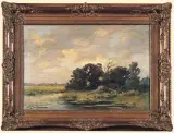 Willem J. Pasman, PEJZAŻ Z OKOLIC LEJDY, 1948, olej, płótno