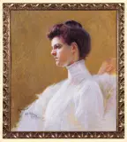 Tadeusz Popiel, PORTRET MŁODEJ KOBIETY, ok. 1900, olej, płótno naklejone na tekturę