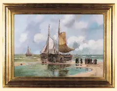 Hans Wacker, POWRÓT Z POŁOWU, olej, sklejka
