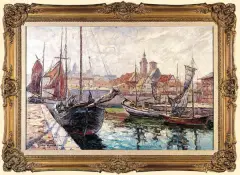 Willy Herrmann, PORT W STRAHLSUND, olej, płótno