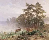 Alfred Graf von Brühl, STADO JELENI O ŚWICIE, 1903, olej, płótno