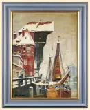 Bruno Bielefeld, GDAŃSK ZIMĄ, przed 1939, olej, tektura