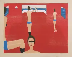 Jerzy Nowosielski, Kobiety na statku, 1997, serigrafia barwna, papier