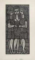 Dziewczęta, na odwr.: Macierzyństwo by Leopold Lewicki, linoryt, papier, sold Sep 2006