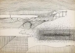 Strefy by Erna Rosenstein, 1972, tusz pióro, karton kremowy, sold Sep 2006