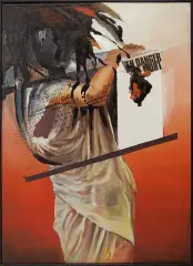 Andrzej Szonert, Danger, 1984, olej, akryl, collage, płótno