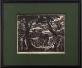 Krystyna Wróblewska, Polowanie na żubra, 1937, drzeworyt, papier kremowy