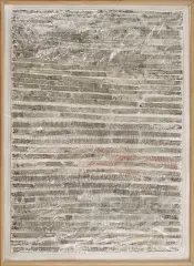 Anna Buczkowska, Ślady, 1998, collage (celofan, flamastry, ołówek, włókna),kart