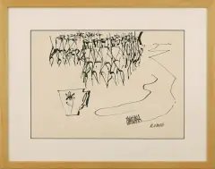 Roman Opałka, Szkic ilustracji, 1957, tusz patyk, papier kremowy
