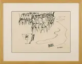 Szkic ilustracji by Roman Opałka, 1957, tusz patyk, papier kremowy, sold Aug 2006