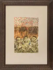 Jan Lebensztejn, Trzej trębacze, litografia barwna, papier
