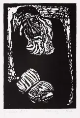 Jerzy Duda-Gracz, Rycina 12 z cyklu „Judaica”, 1964, drzeworyt, papier