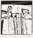 Andrzej B. Bartczak, Z cyklu „Metabolizm pejzażu”, 1979, linoryt, papier kremowy żeberk.
