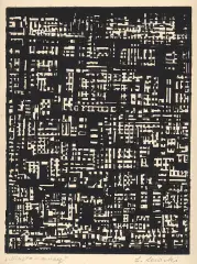 Leopold Lewicki, Miasto w nocy, drzeworyt, papier