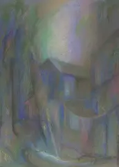 Ryszard Miłek, Kompozycja z architekturą, pastel, papier