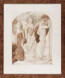 Grzegorz Stachańczyk, Trzy postaci pozujące, 1998, akwarela, pastel, kredka, papier