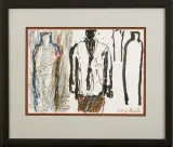 Mariusz Woszczyński, Urzędnik, flamaster, pastel, papier