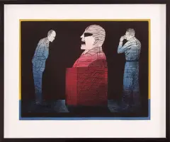 Piotr Zaborowski, Nieprzyjemny obowiązek, 1987, akwaforta, akwatinta barwna, papier,