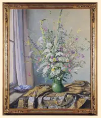 Helene Wagner, POLNE KWIATY, 1930, olej, sklejka