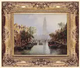 Erich Demmin, KANAŁ W AMSTERDAMIE, olej, sklejka