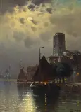 Carl Bertold, NAD KANAŁEM – NOKTURN, olej, płótno