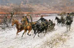 Jan Chełmiński, ZIMOWE PODRÓŻE, ok. 1890, olej, płótno