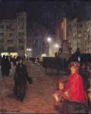 Stanisław Zawadzki, WIECZÓR NA MARIENPLATZ W MONACHIUM, 1902, olej, płótno