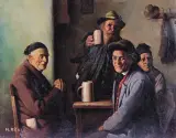 Hein (Heinrich) König, PRZY PIWIE, ok. 1930, olej, deska