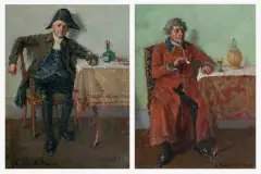 Emanuel Bachrach-Barée, Z FAJKĄ PRZY WINIE / KIELISZEK WINA, olej, deska