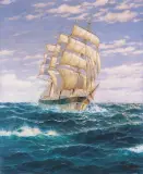 Martin Franz Glüsing, POD PEŁNYMI ŻAGLAMI, olej, płótno